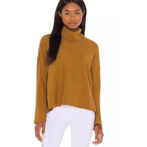 Free People Movement Can't Handle This Turtleneck Small Mustard Atlas Bell Boho - Picture 3 of 16
